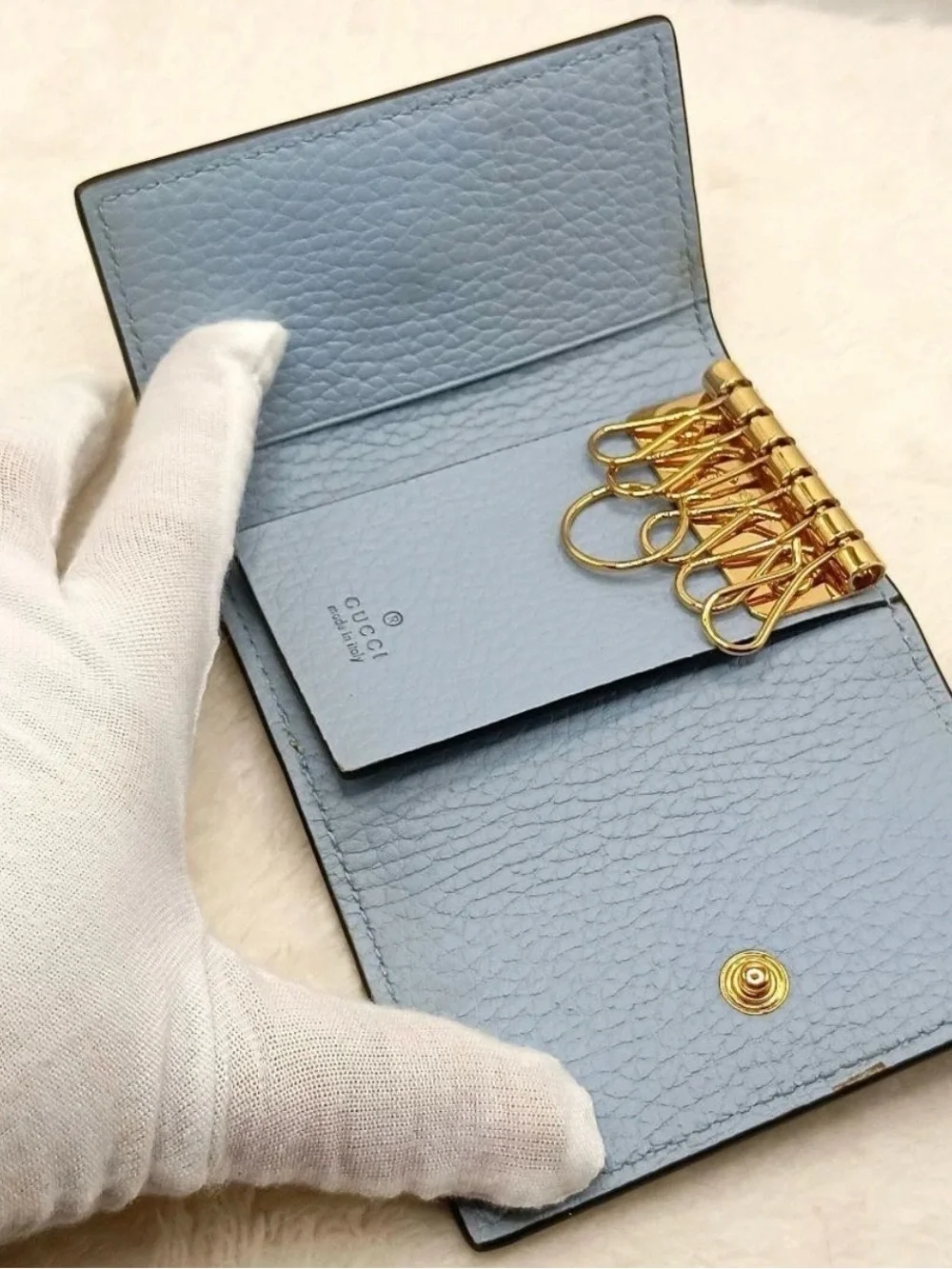 Gucci GG Marmont Leather 6-Key Case Blue
